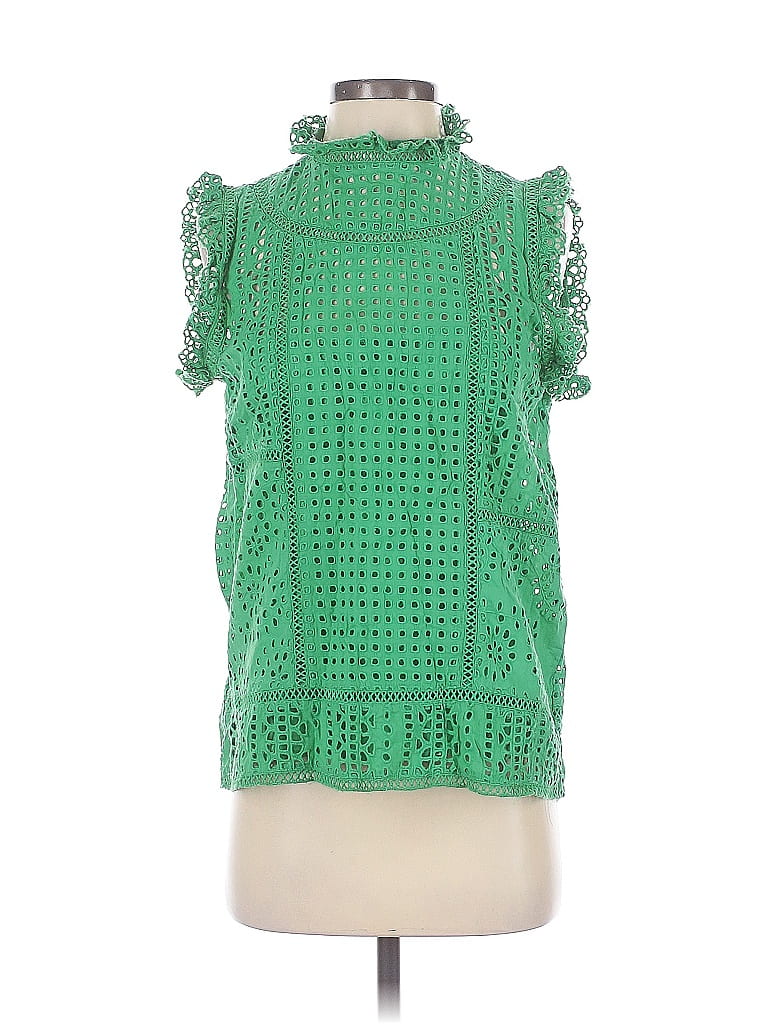 Pre-owned Sundance Short Sleeve Blouse In Green