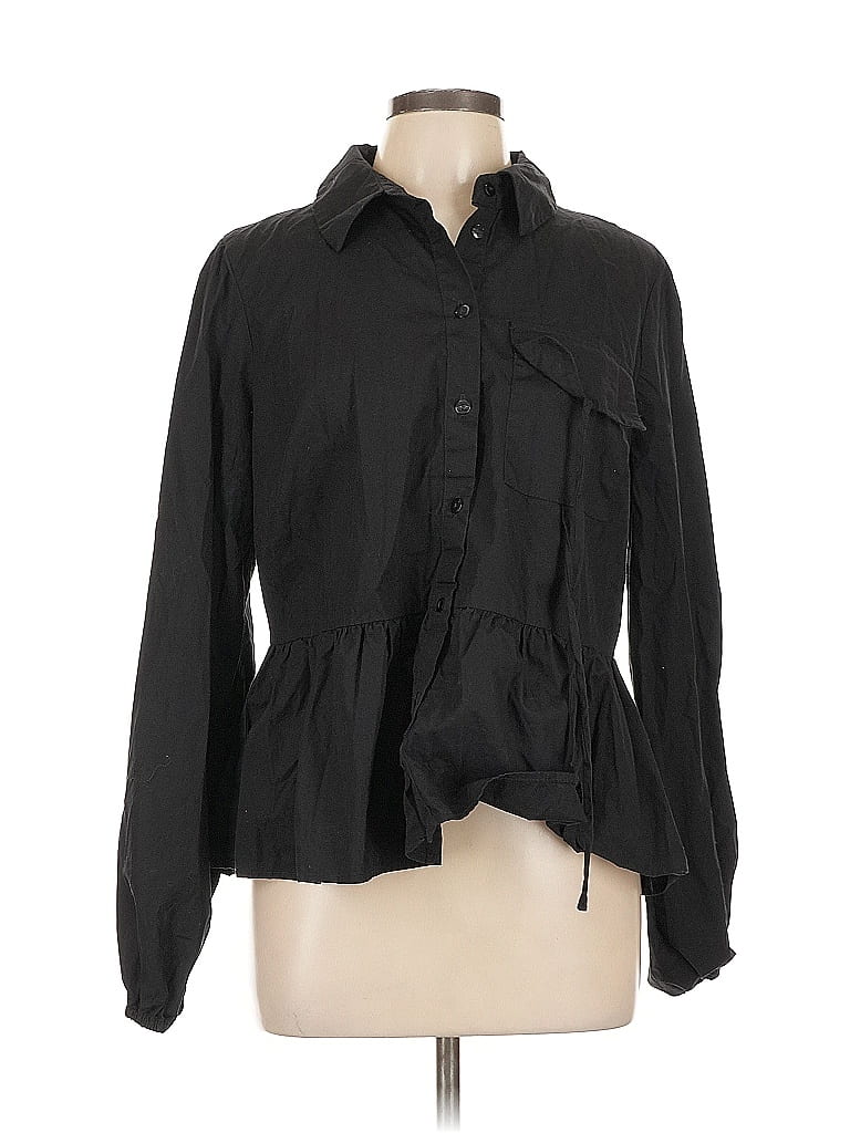 Pre-owned Asos Design Long Sleeve Blouse In Black