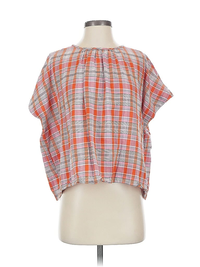 Pre-owned Madewell Short Sleeve Blouse In Orange