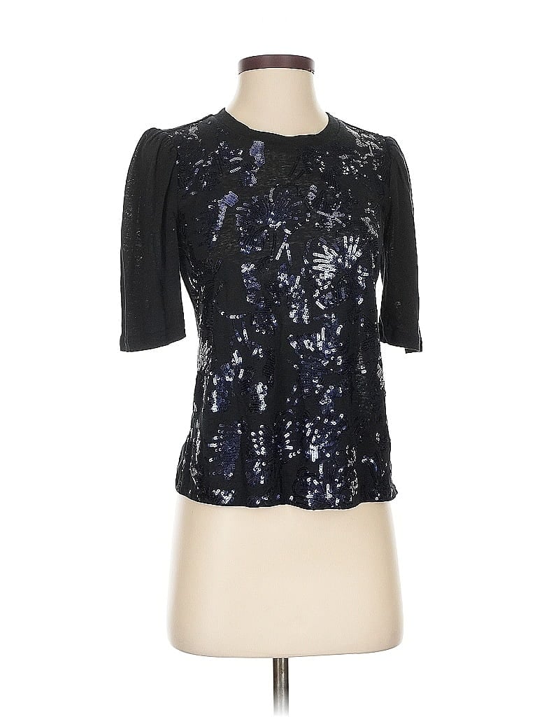 Pre-owned Rebecca Taylor 3/4 Sleeve Top Black Keyhole Neckline Tops