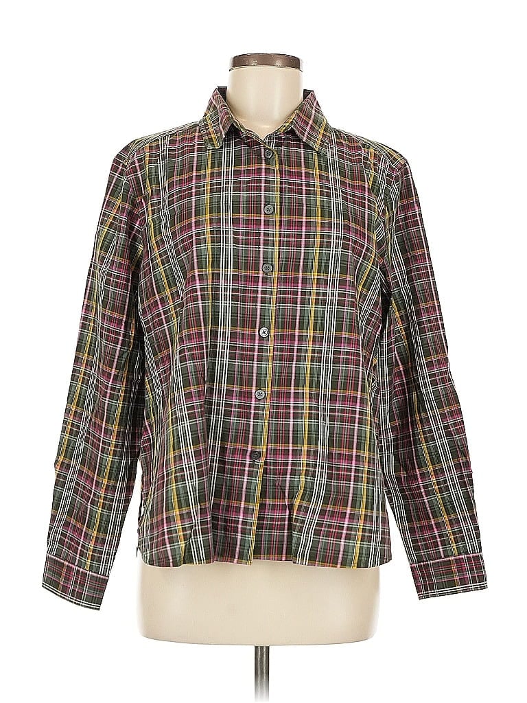 Pre-owned Ann Taylor Loft Long Sleeve Button Down Shirt In Green