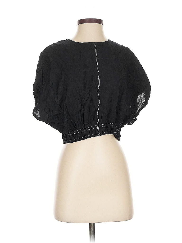 Pre-owned Mng 3/4 Sleeve Blouse In Black