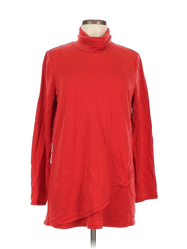 Pre-owned Purejill Long Sleeve Top Red Turtleneck Tops