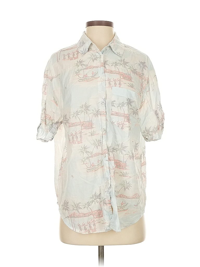 Pre-owned Aerie 3/4 Sleeve Button Down Shirt In White