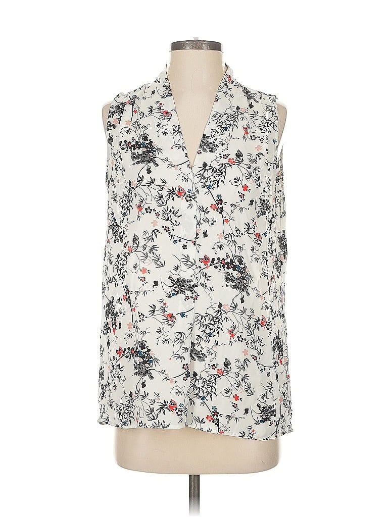 Pre-owned Laundry By Shelli Segal Sleeveless Button Down Shirt In Ivory