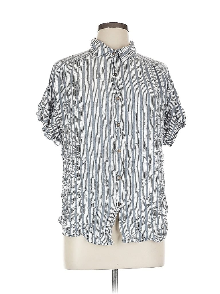 Pre-owned Universal Thread Short Sleeve Button Down Shirt In Silver