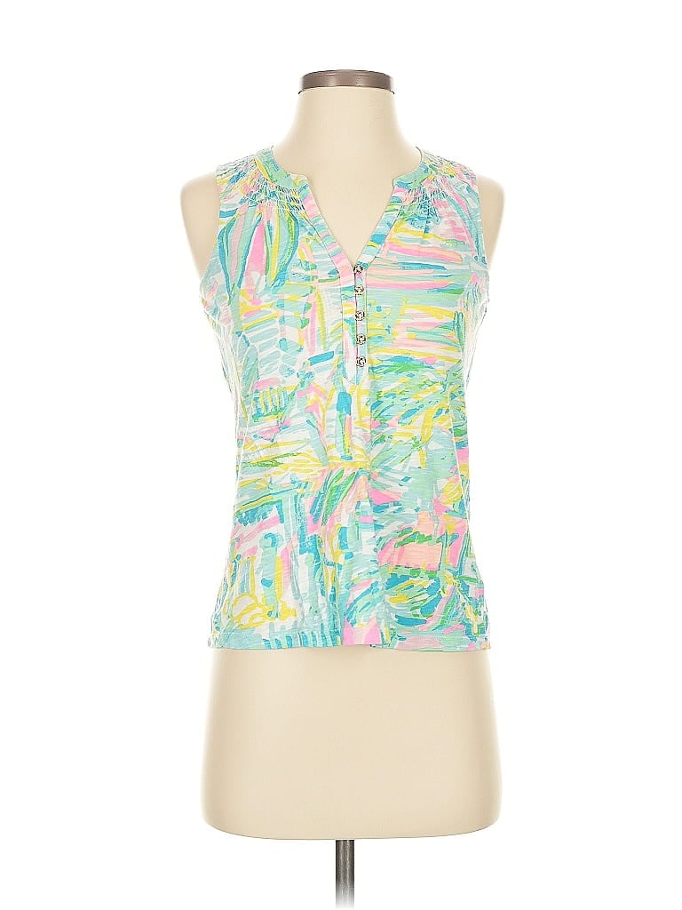 Pre-owned Lilly Pulitzer Tank Top Green Halter Neckline Tops