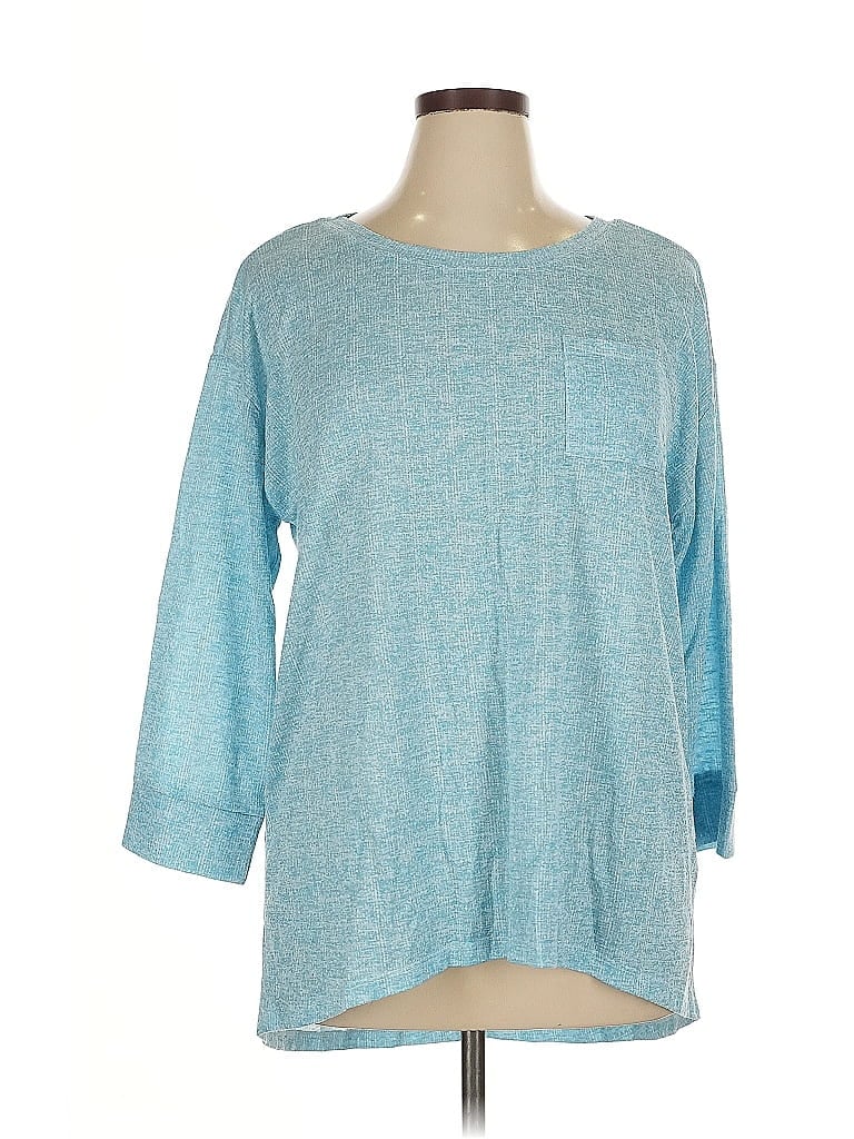 INTRO Pre-owned 3/4 Sleeve Top Teal Boatneck Tops In Blue