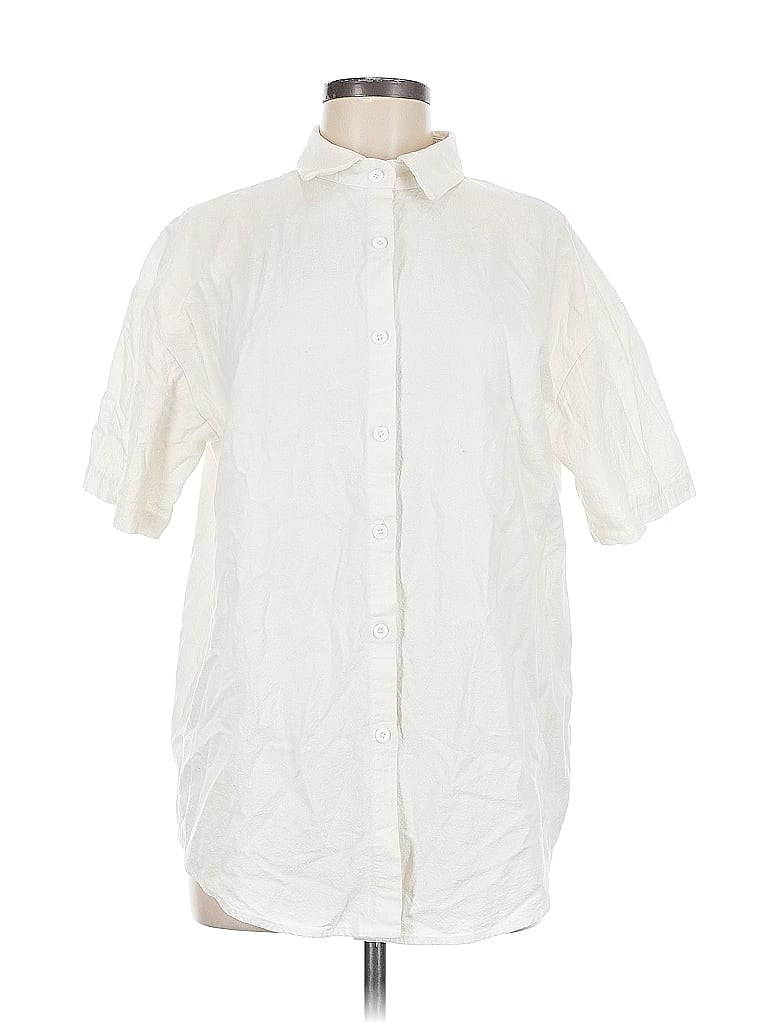 Pre-owned Unbranded Short Sleeve Blouse In White