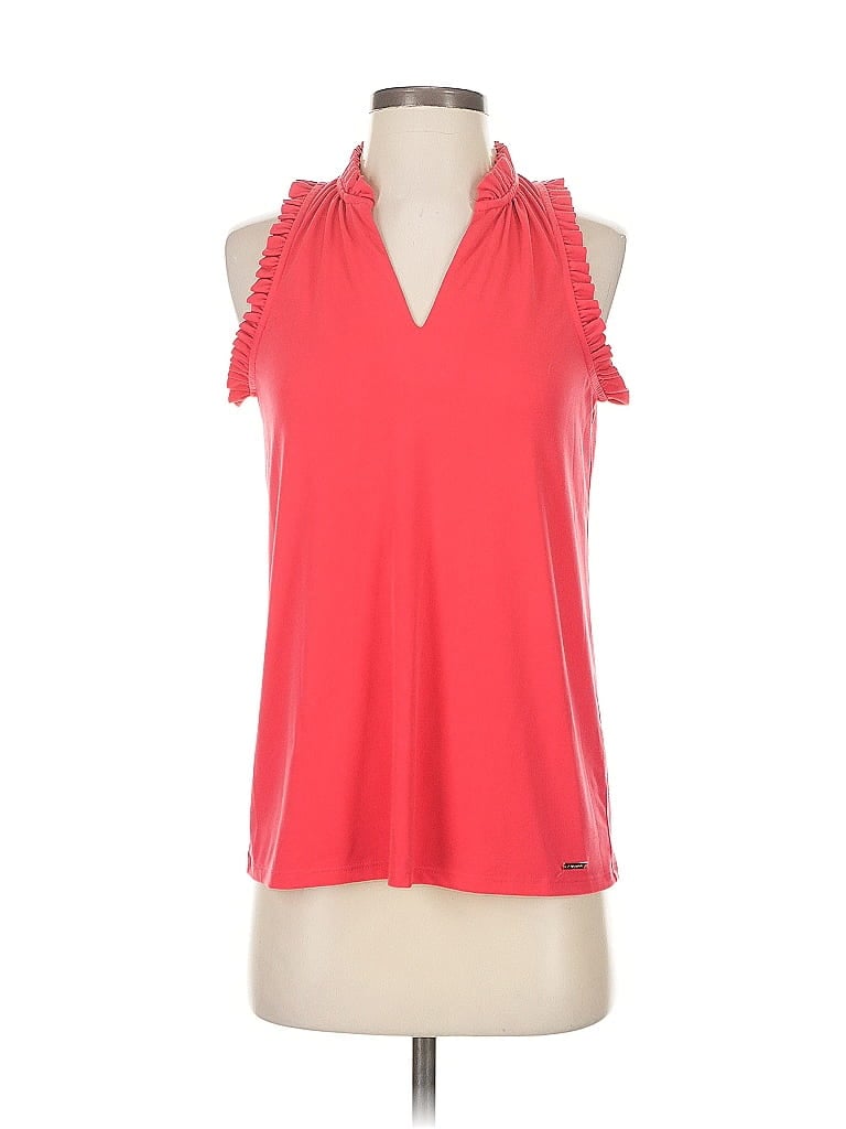 Click to view more detailed imagery on our partner's website Pre-owned T Tahari Sleeveless Top Red Halter Neckline Tops