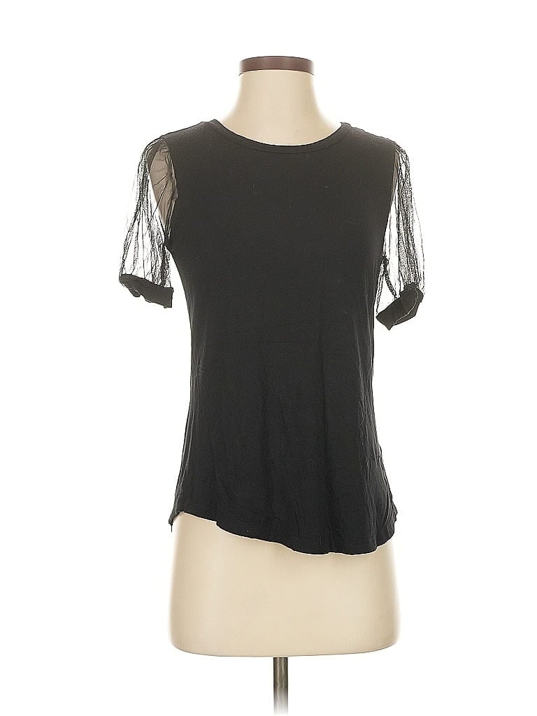 Pre-owned T Tahari Short Sleeve Top Black Crew Neck Tops