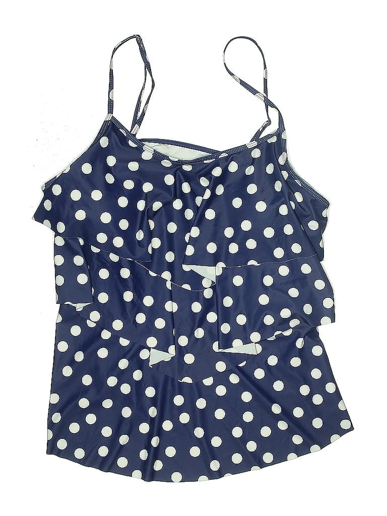 Pre-owned Unbranded Swimsuit Top Blue Polka Dots Pattern Swimwear
