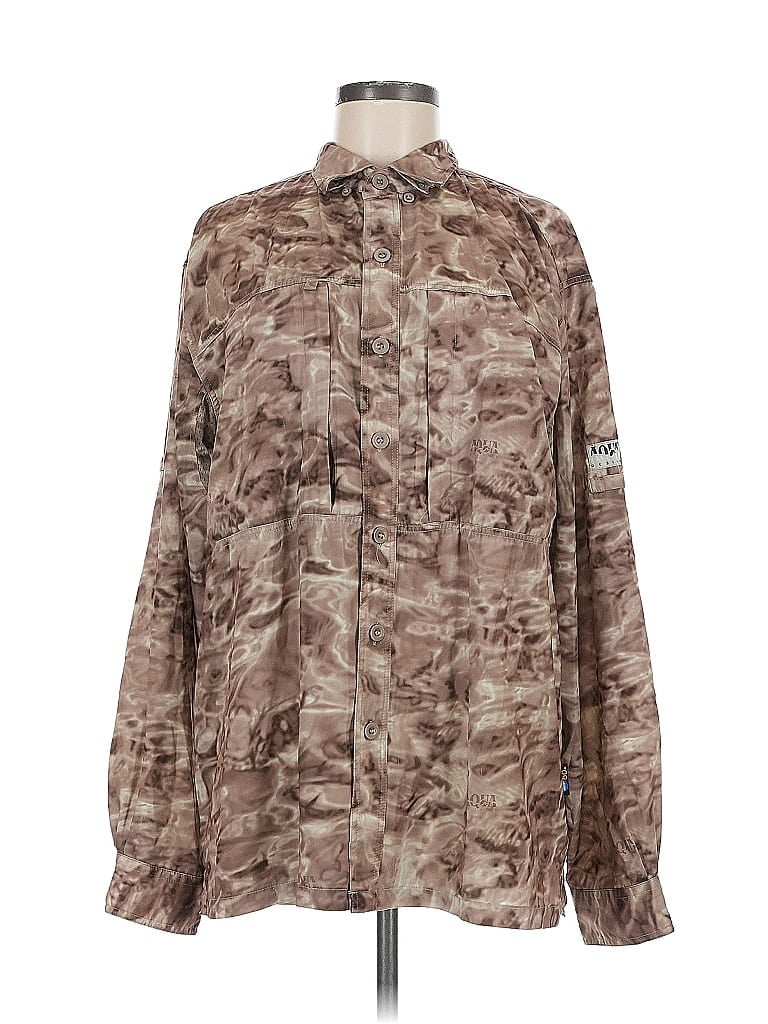 Click to view more detailed imagery on our partner's website Pre-owned Aqua Long Sleeve Blouse In Brown