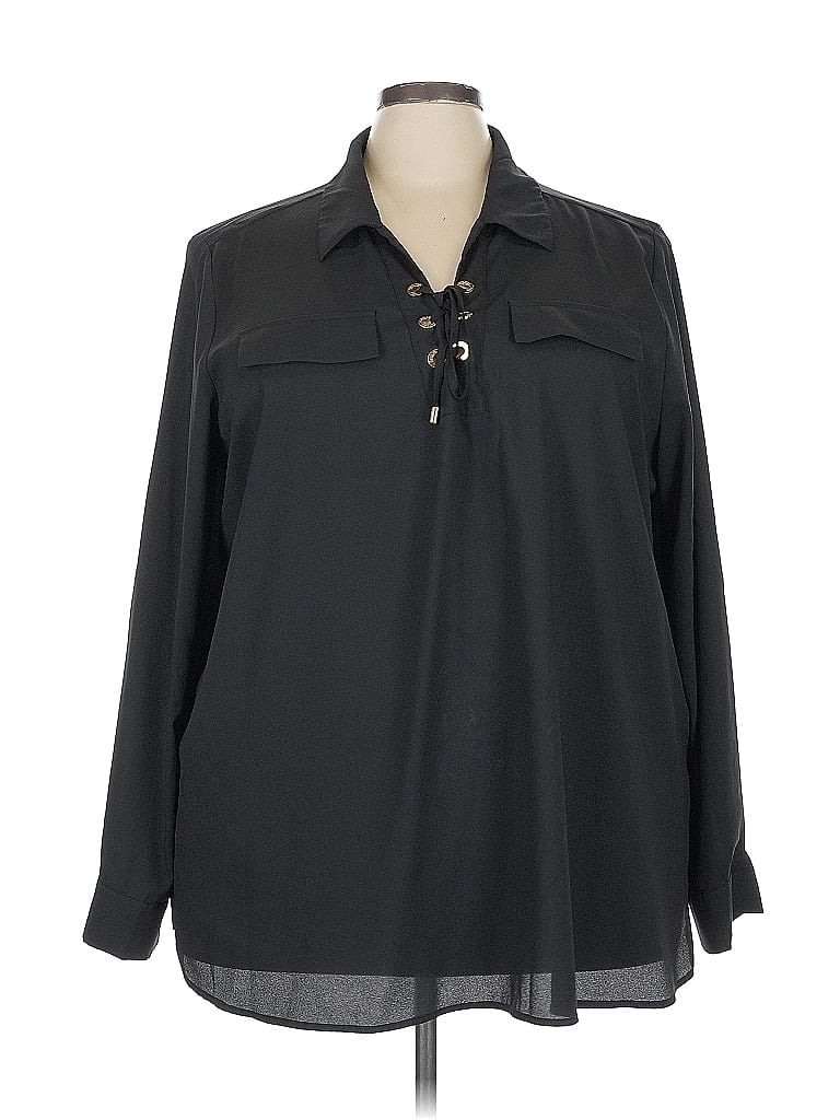 Pre-owned Calvin Klein Long Sleeve Blouse In Black