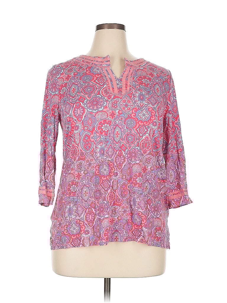 Click to view more detailed imagery on our partner's website Pre-owned Talbots 3/4 Sleeve Blouse In Pink
