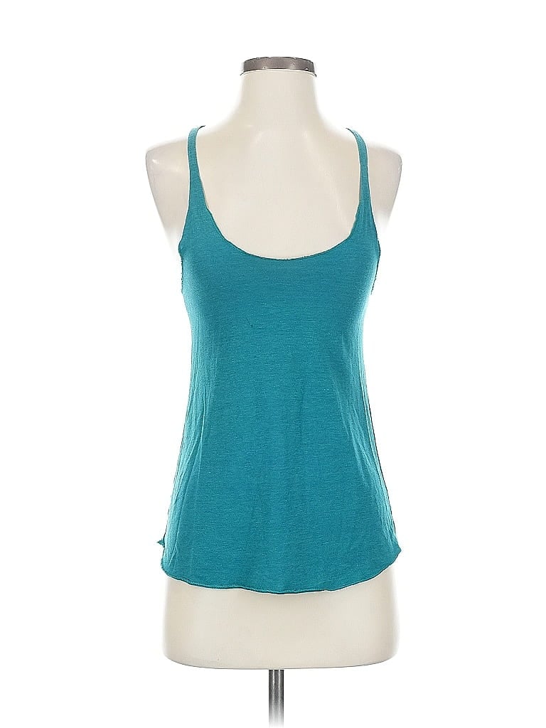 Pre-owned American Apparel Tank Top Teal Halter Neckline Tops In Blue