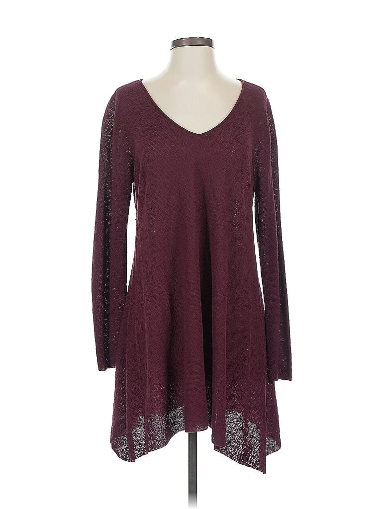 Pre-owned Eileen Fisher Wool Pullover Sweater In Burgundy