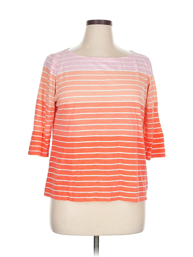 Pre-owned Ann Taylor Loft Outlet 3/4 Sleeve T-shirt In Orange