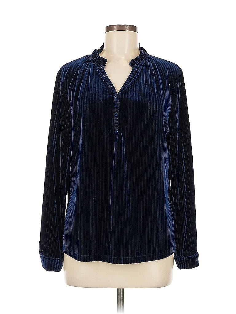Pre-owned Shein Long Sleeve Blouse In Blue