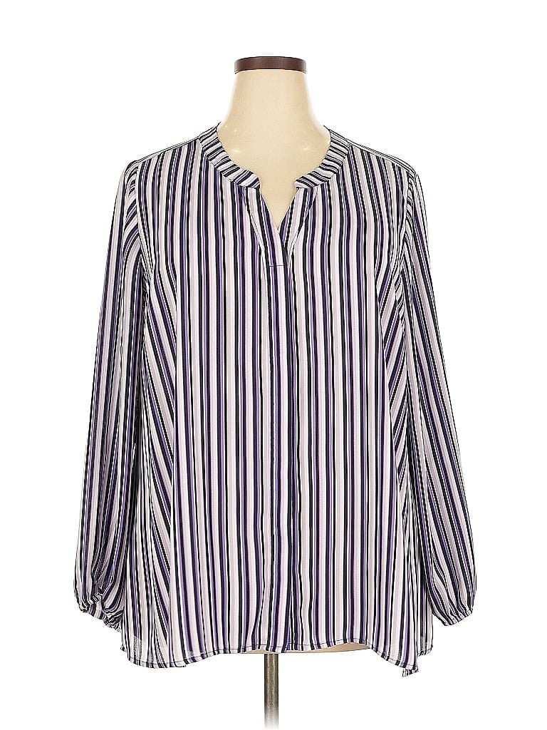 Pre-owned Lane Bryant Long Sleeve Blouse In Purple