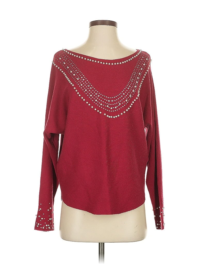 Pre-owned Liv Milano Pullover Sweater In Burgundy