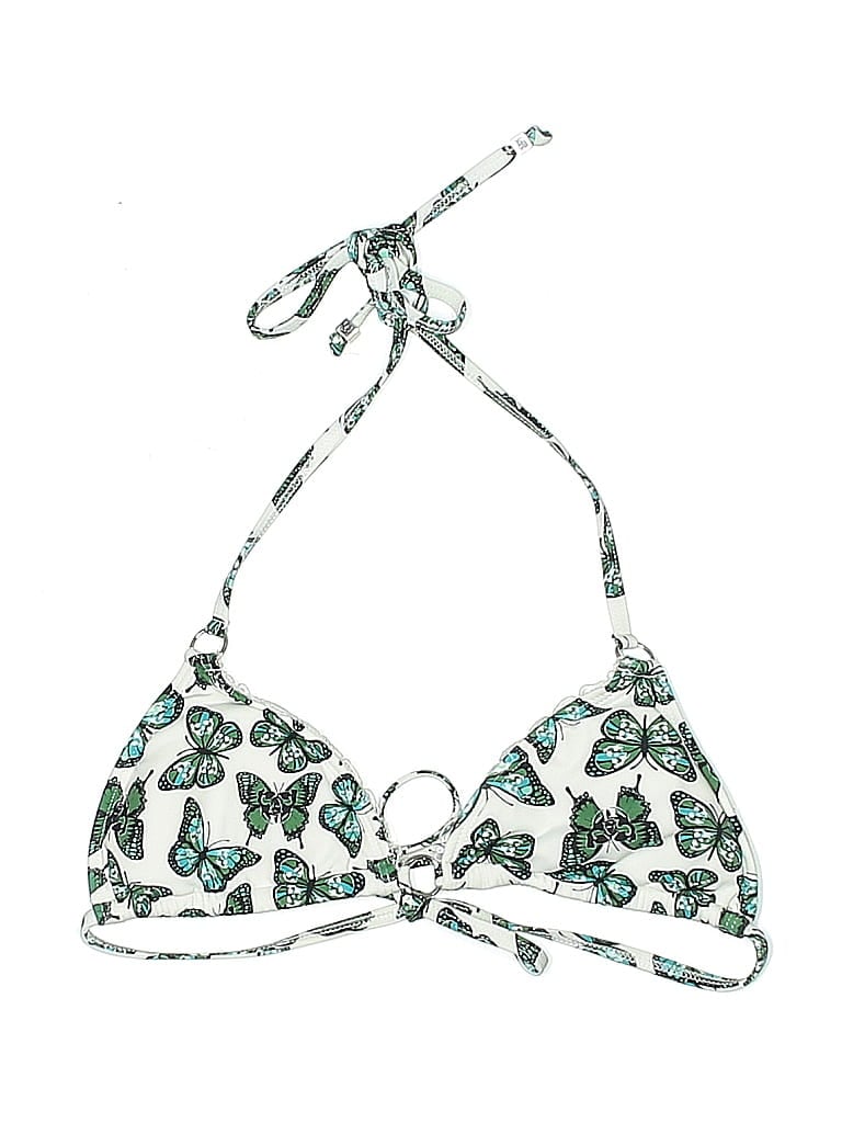 Pre-owned Letarte Swimsuit Top Green Print Pattern Swimwear