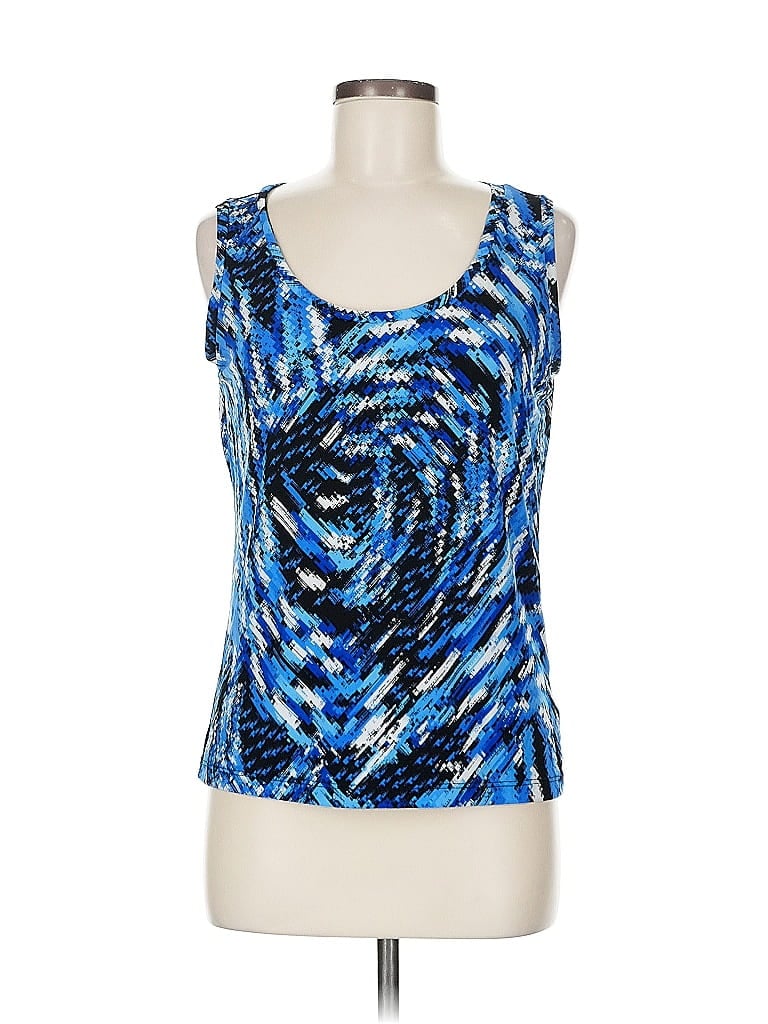 Pre-owned Ellen Tracy Sleeveless Top Blue Scoop Neck Tops