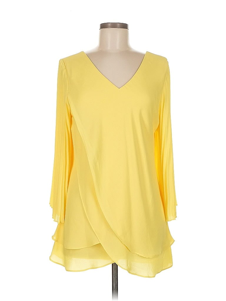 Pre-owned Laurie Felt 3/4 Sleeve Blouse In Yellow