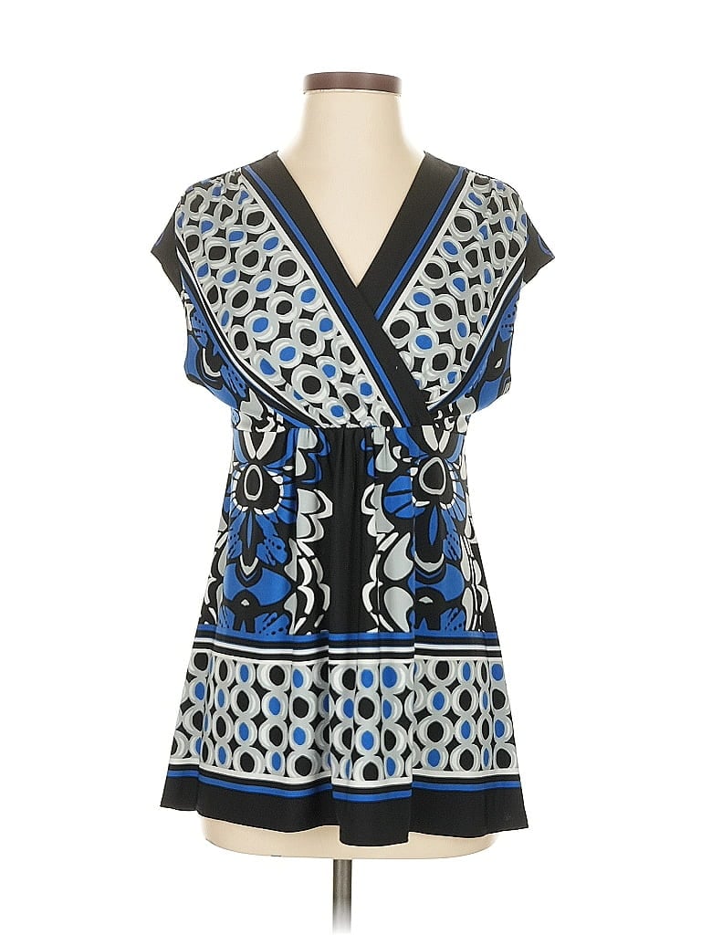 Pre-owned Travelsmith Short Sleeve Top Black Plunge Neckline Tops