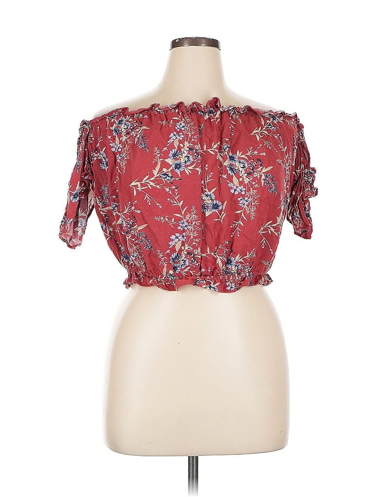 Pre-owned American Eagle Outfitters Short Sleeve Blouse In Red