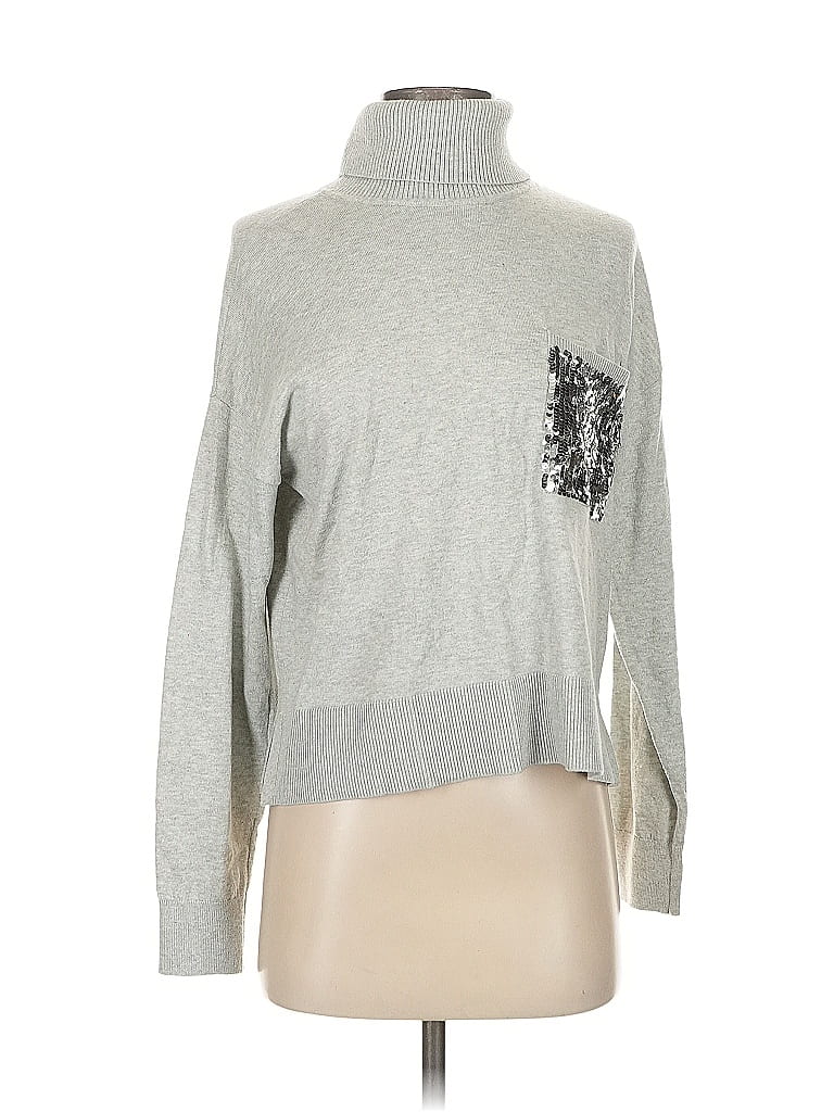 Pre-owned Dkny Turtleneck Sweater In Silver
