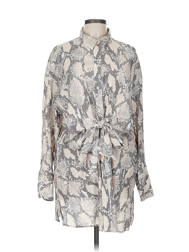 Pre-owned H&m Long Sleeve Blouse In Silver