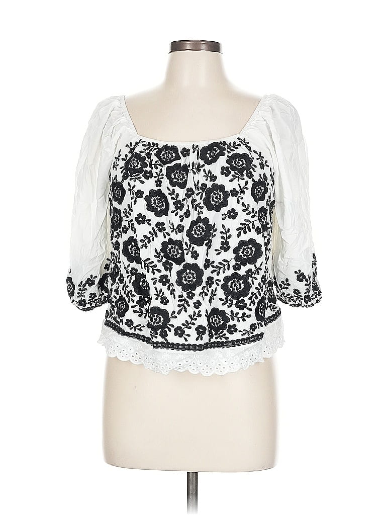 Pre-owned Unbranded 3/4 Sleeve Blouse In Black