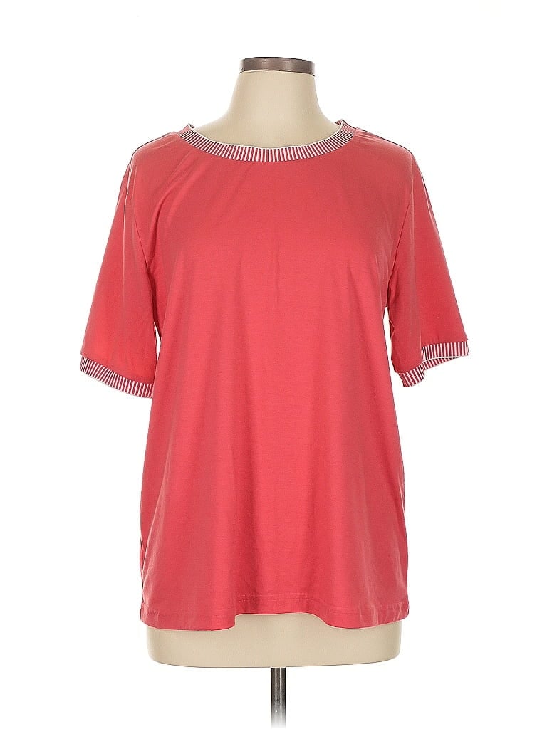 MEROKEETY Pre-owned Short Sleeve Top Red Scoop Neck Tops
