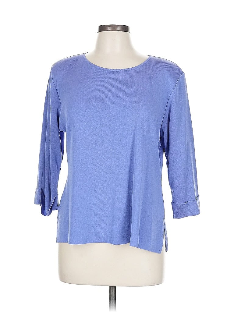 Pre-owned Misook 3/4 Sleeve T-shirt In Blue