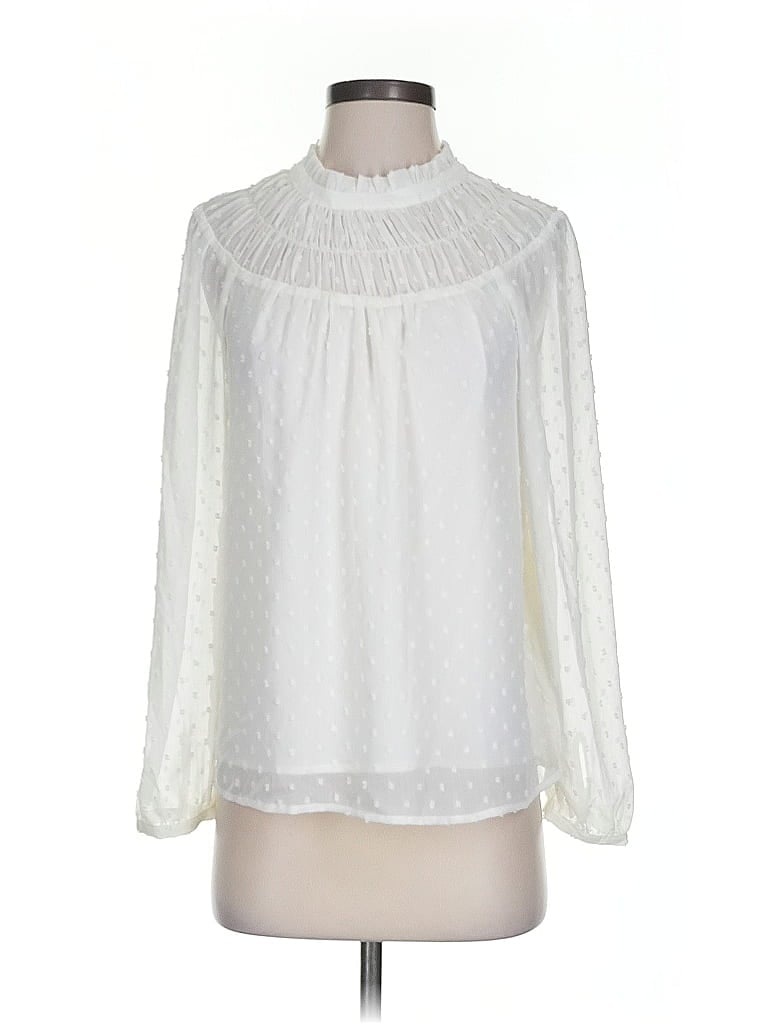Pre-owned J.crew Factory Store Long Sleeve Blouse In White