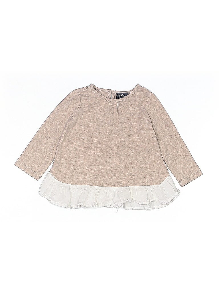 Click to view more detailed imagery on our partner's website Pre-owned Cynthia Rowley Babies' Long Sleeve Top Tan Ruffles Neckline Tops In Brown