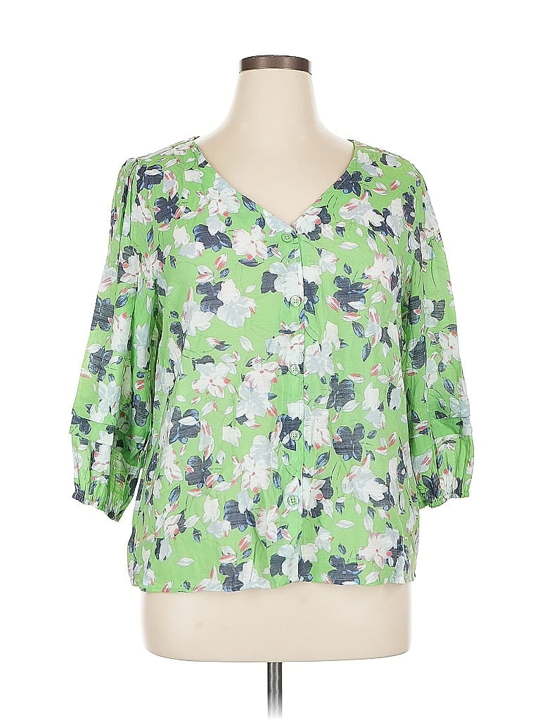 Pre-owned Hope & Harlow 3/4 Sleeve Blouse In Green