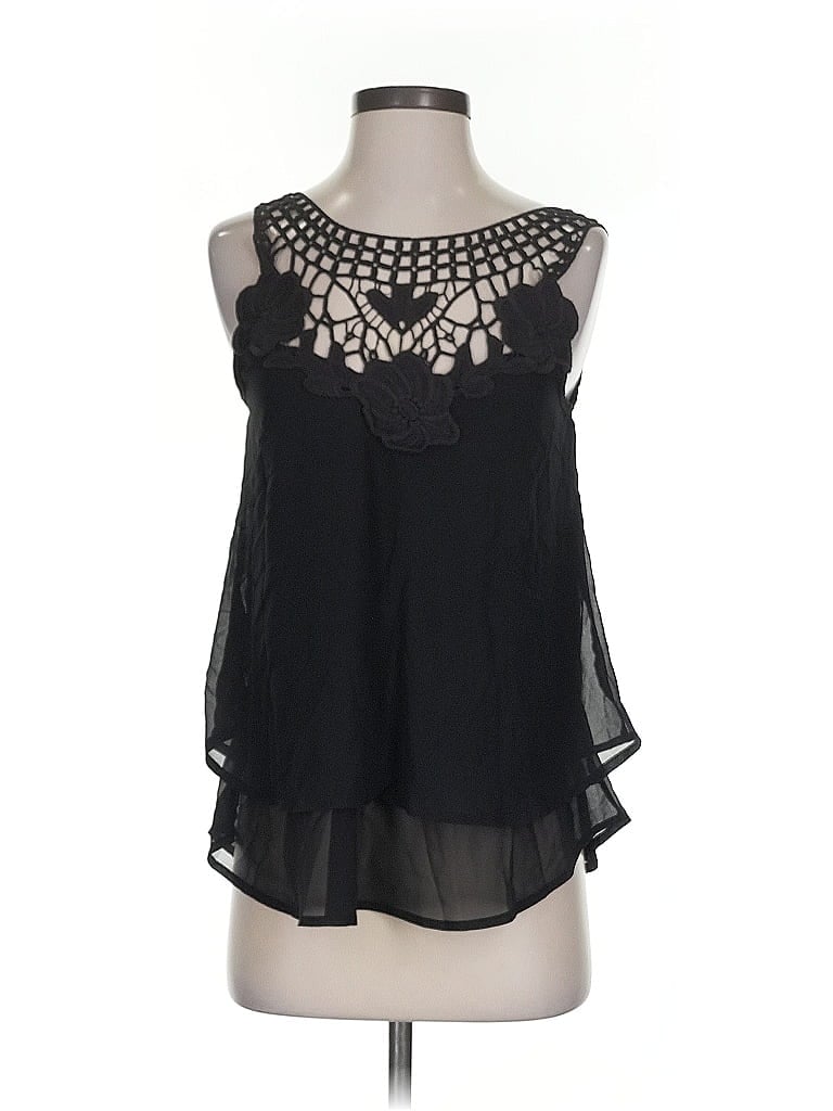 Pre-owned Japna Tank Top Black Halter Neckline Tops