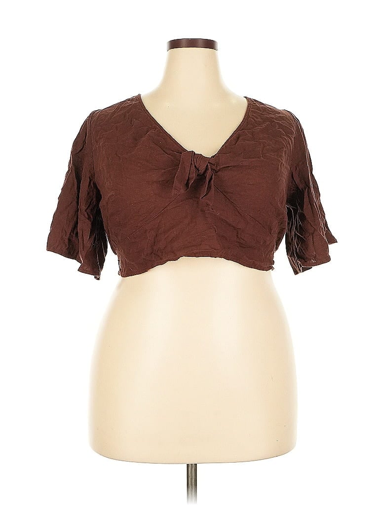 Pre-owned A New Day Short Sleeve Top Brown Sweetheart Neckline Tops