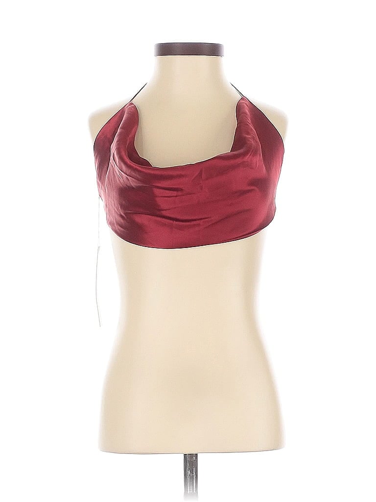 Natalie Rolt Sleeveless Silk Top Burgundy Halter Neckline Tops In Burgundy