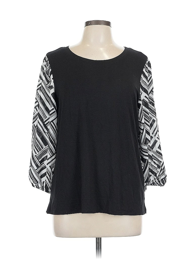 Click to view more detailed imagery on our partner's website Pre-owned Counterparts 3/4 Sleeve Top Black Square Neckline Tops