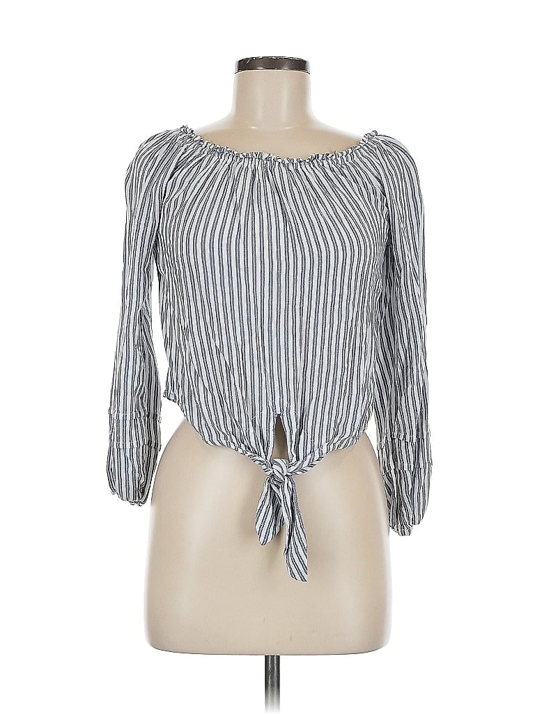 Pre-owned Hollister 3/4 Sleeve Blouse In Blue