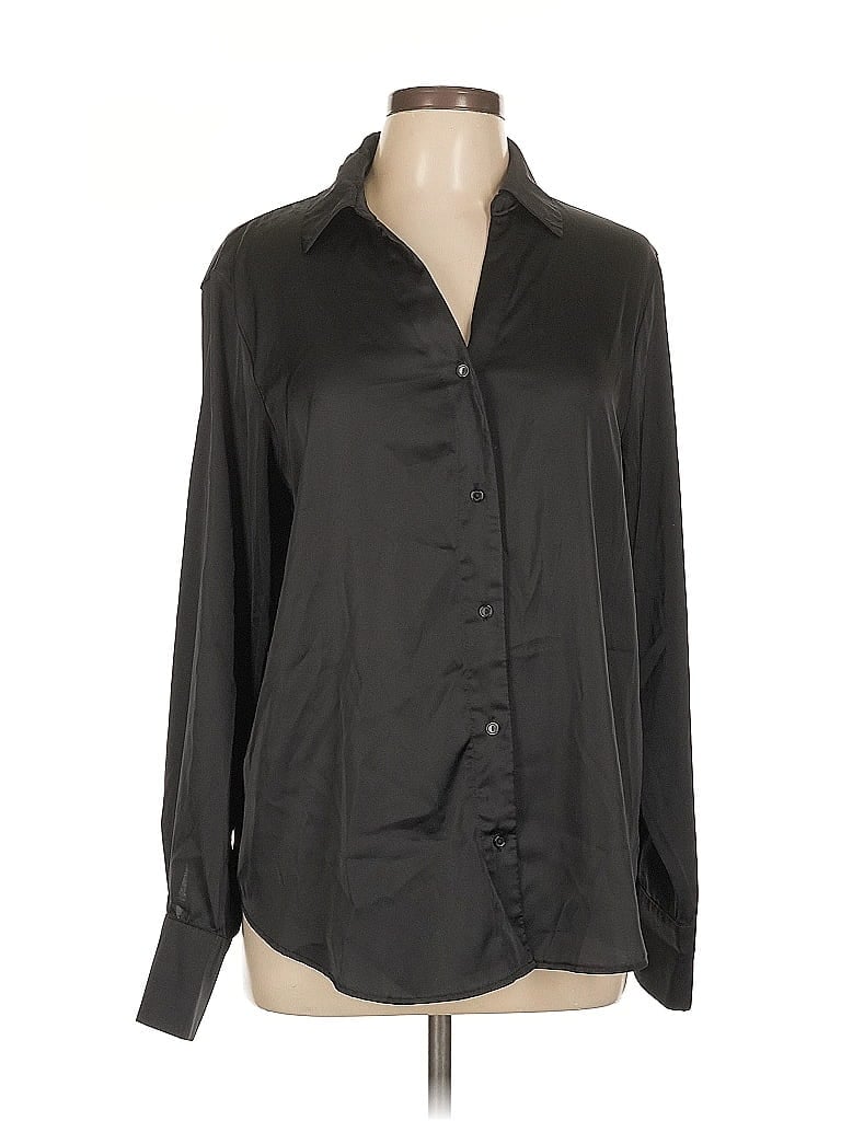 Pre-owned Timing Long Sleeve Blouse In Black