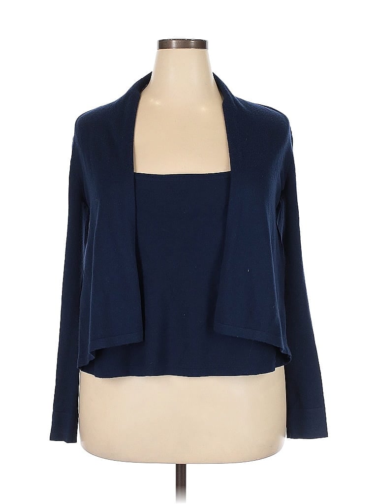 Pre-owned Bcbgmaxazria Wool Cardigan Sweater In Blue