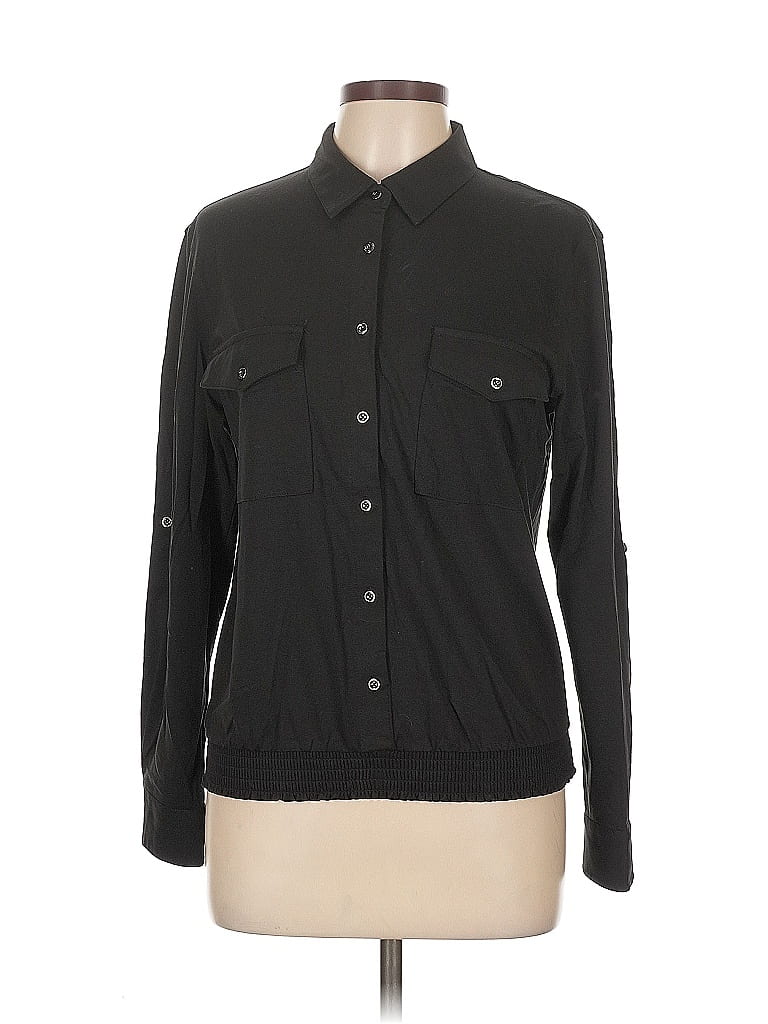 Pre-owned Assorted Brands Long Sleeve Button Down Shirt In Black