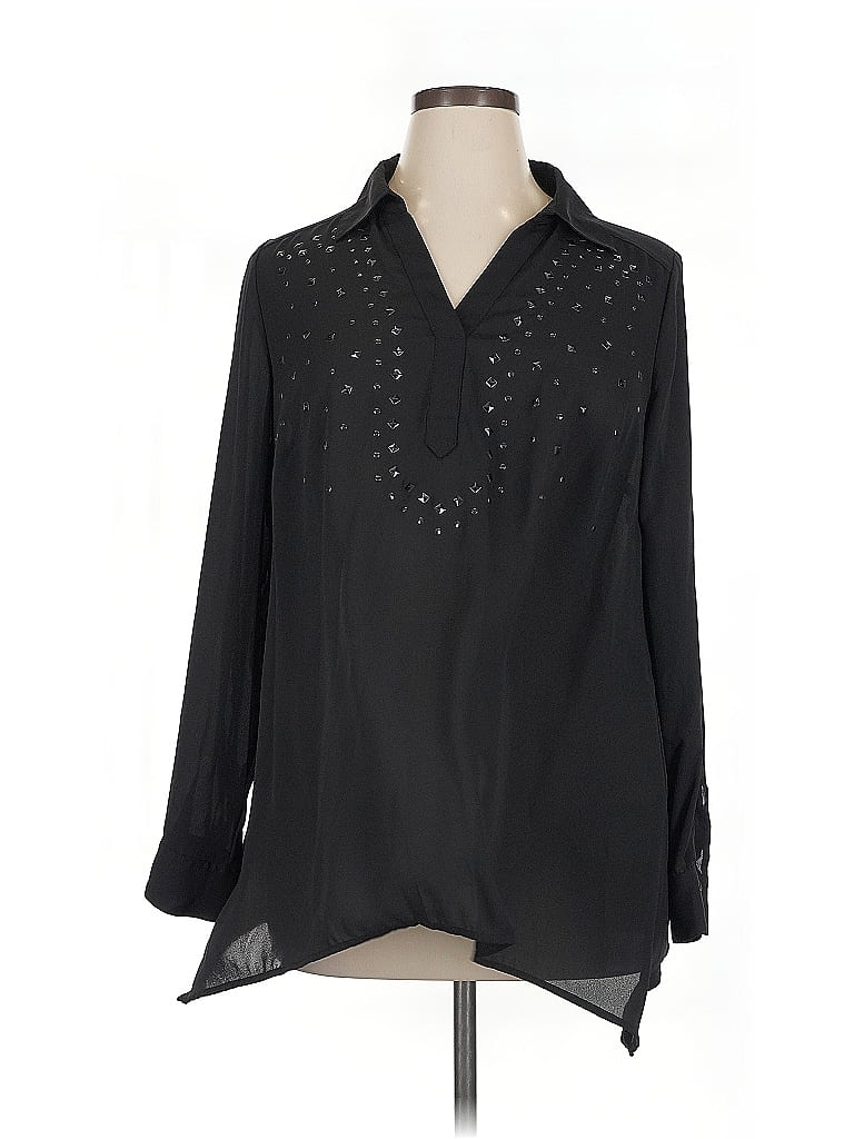 Pre-owned Style & Co Long Sleeve Blouse In Black