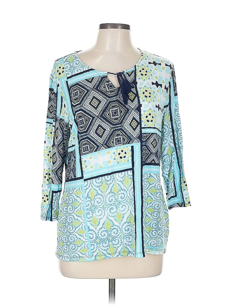 Pre-owned Chico's 3/4 Sleeve Blouse In Blue