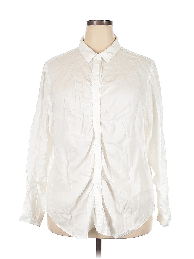 Pre-owned Cloth & Stone Long Sleeve Button Down Shirt In White