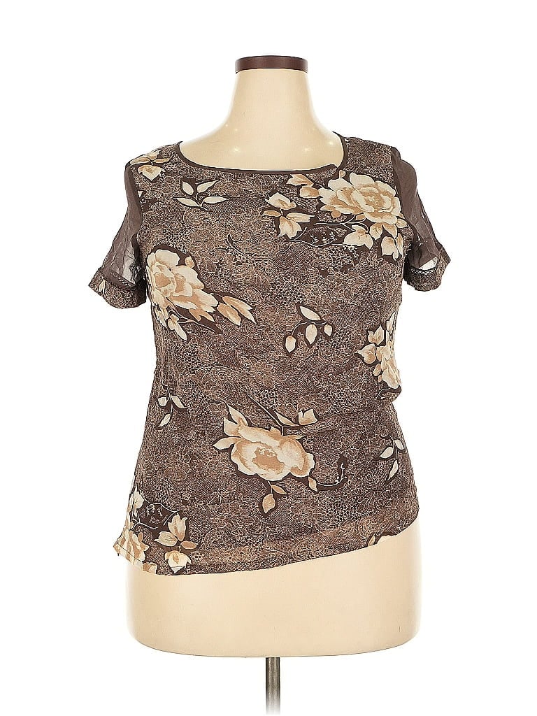 Pre-owned Context Short Sleeve Blouse In Brown
